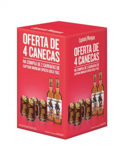 Garcias - Vinhos e Bebidas Espirituosas - RUM CAPTAIN MORGAN SPICE (2GF + 4 CANECAS) 1
