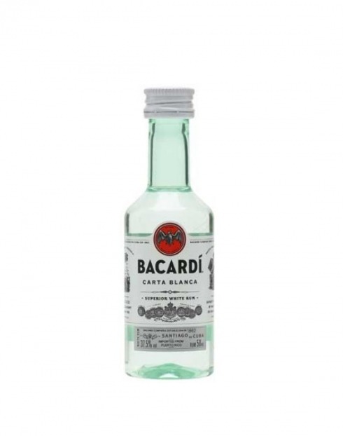 Garcias - Vinhos e Bebidas Espirituosas - RUM BACARDI CARTA BLANCA 5CL PET MINIATURA 1 Imagem Zoom