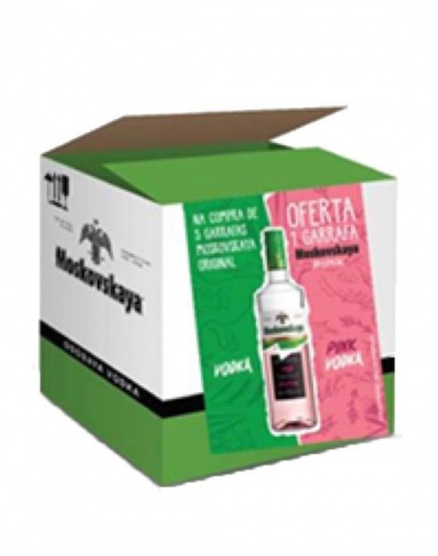 Garcias - Vinhos e Bebidas Espirituosas - PACK VODKA MOSKOVSKAYA (5GF + I PINK OFERTA) 1
