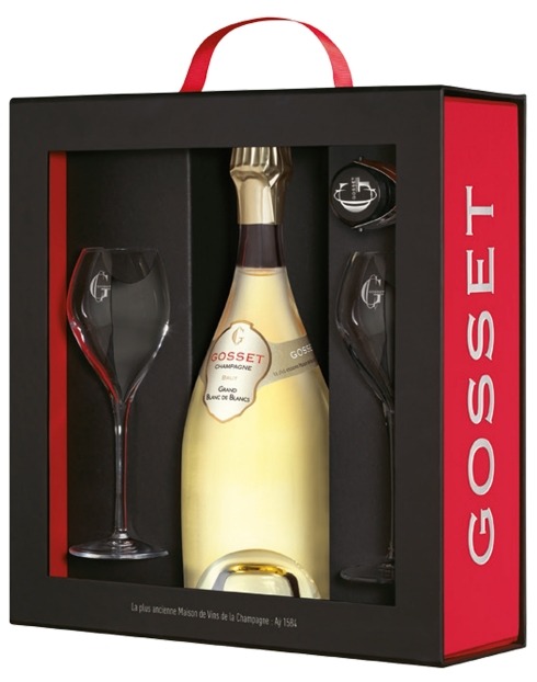 Garcias - Vinhos e Bebidas Espirituosas - CHAMPANHE GOSSET GRAND RESERVE BLANC DE BLANC CONJUNTO 2 FLUTES MAIS 1 GARRAFA 1