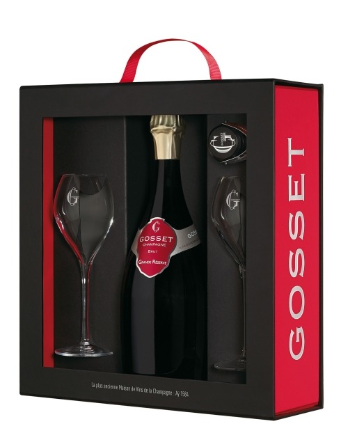 Garcias - Vinhos e Bebidas Espirituosas - CHAMPANHE GOSSET GRAND RESERVE 2 FLUTES COM 1 GARRAFA 1