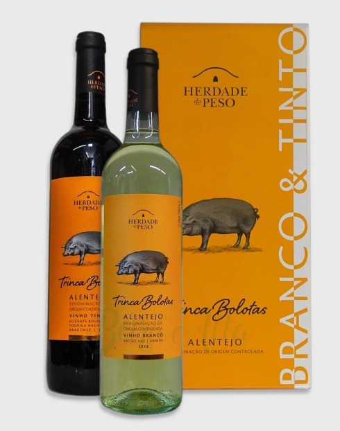 Garcias - Vinhos e Bebidas Espirituosas - VINHO HERDADE PESO TRINCA BOLOTAS CONJUNTO 1 GARRAFA BRANCO + 1 GARRAFA TINTO 1