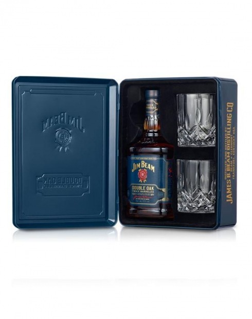 Garcias - Vinhos e Bebidas Espirituosas - WHISKY BOURBON JIM BEAM DOUBLE OAK C/ 2 COPOS 1