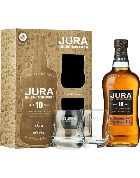 Garcias - Vinhos e Bebidas Espirituosas - WHISKY MALTE ISLE OF JURA 10A COM COPOS 1