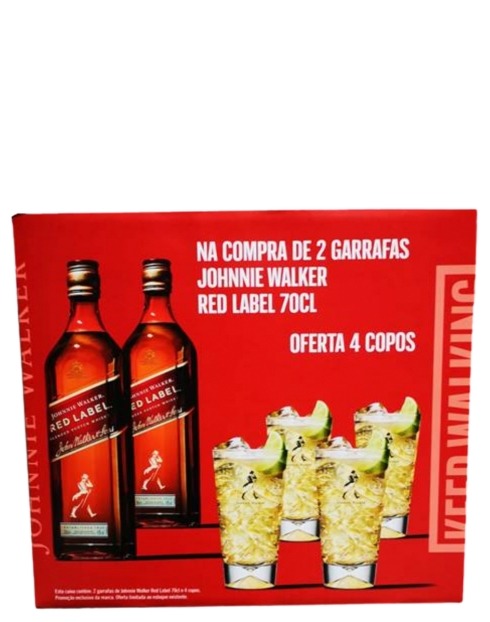 Garcias - Vinhos e Bebidas Espirituosas - WHISKY JOHNNIE WALKER RED LABEL PACK (2GARRAFAS + 4COPOS) 1